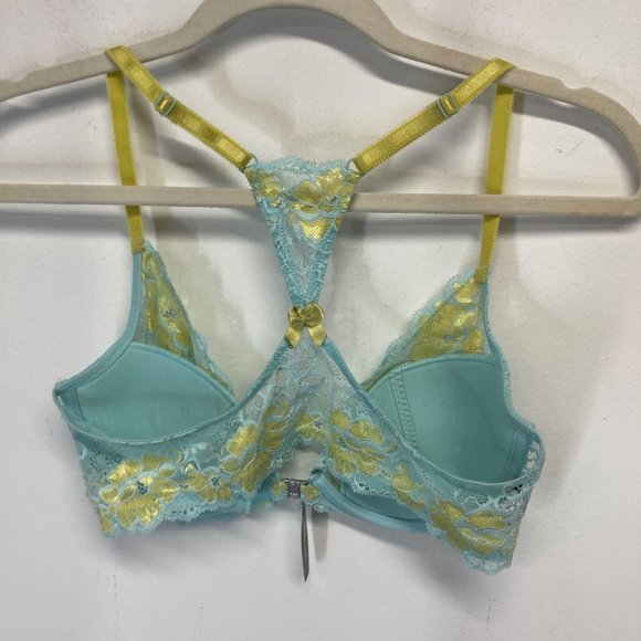NWT adore me eggshell blue yellow lace underwire bra 34C - Picture 6 of 7